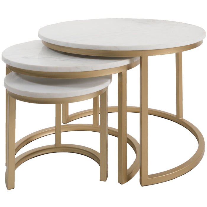 Salontafel Jasmin Marmer – Set van 3 – Wit/Goud